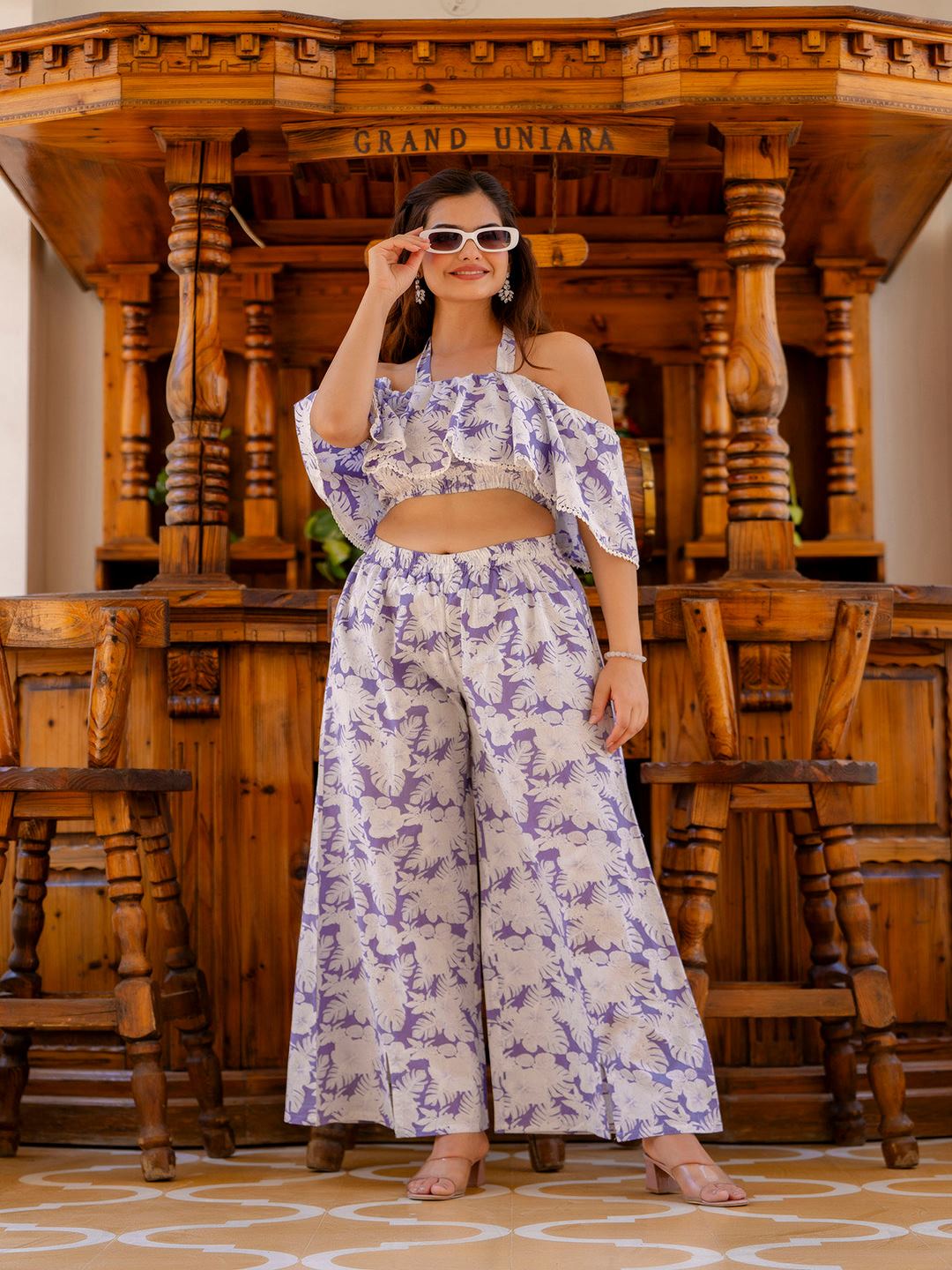 Purple Abstract Printed Co-Ord Set