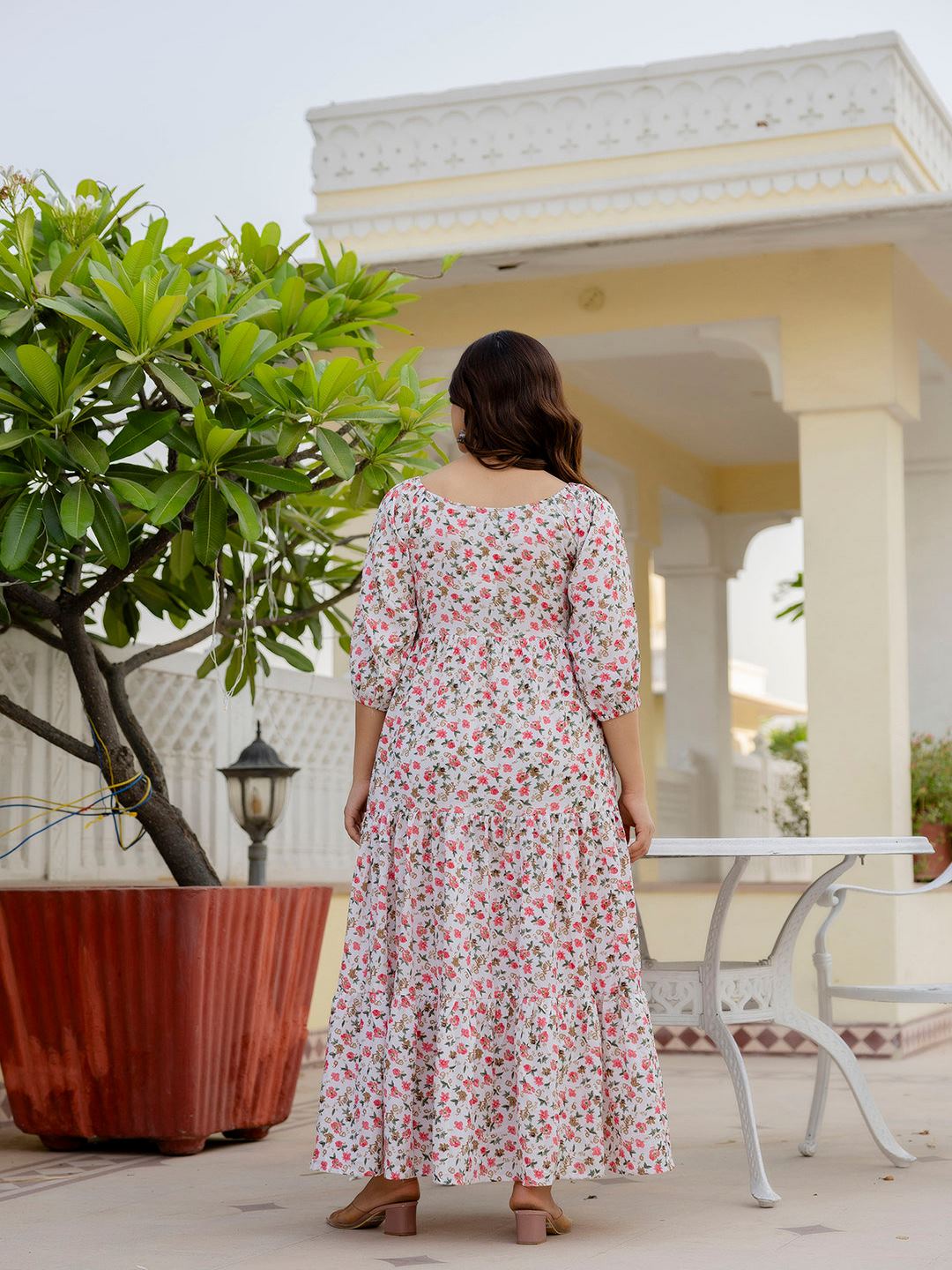 Off-White Printed Flared Dress