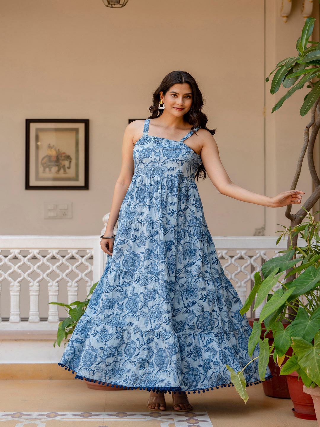 green emerald velvet dress Buy Off White Floral Print Flared Maxi Dress main image 1