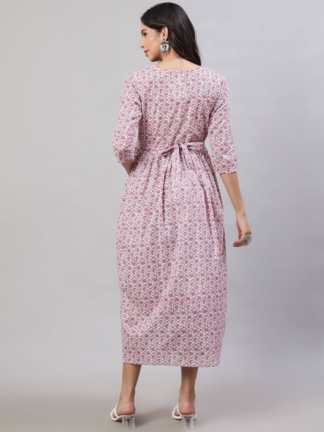 Off-White Printed Flared Maternity Dress