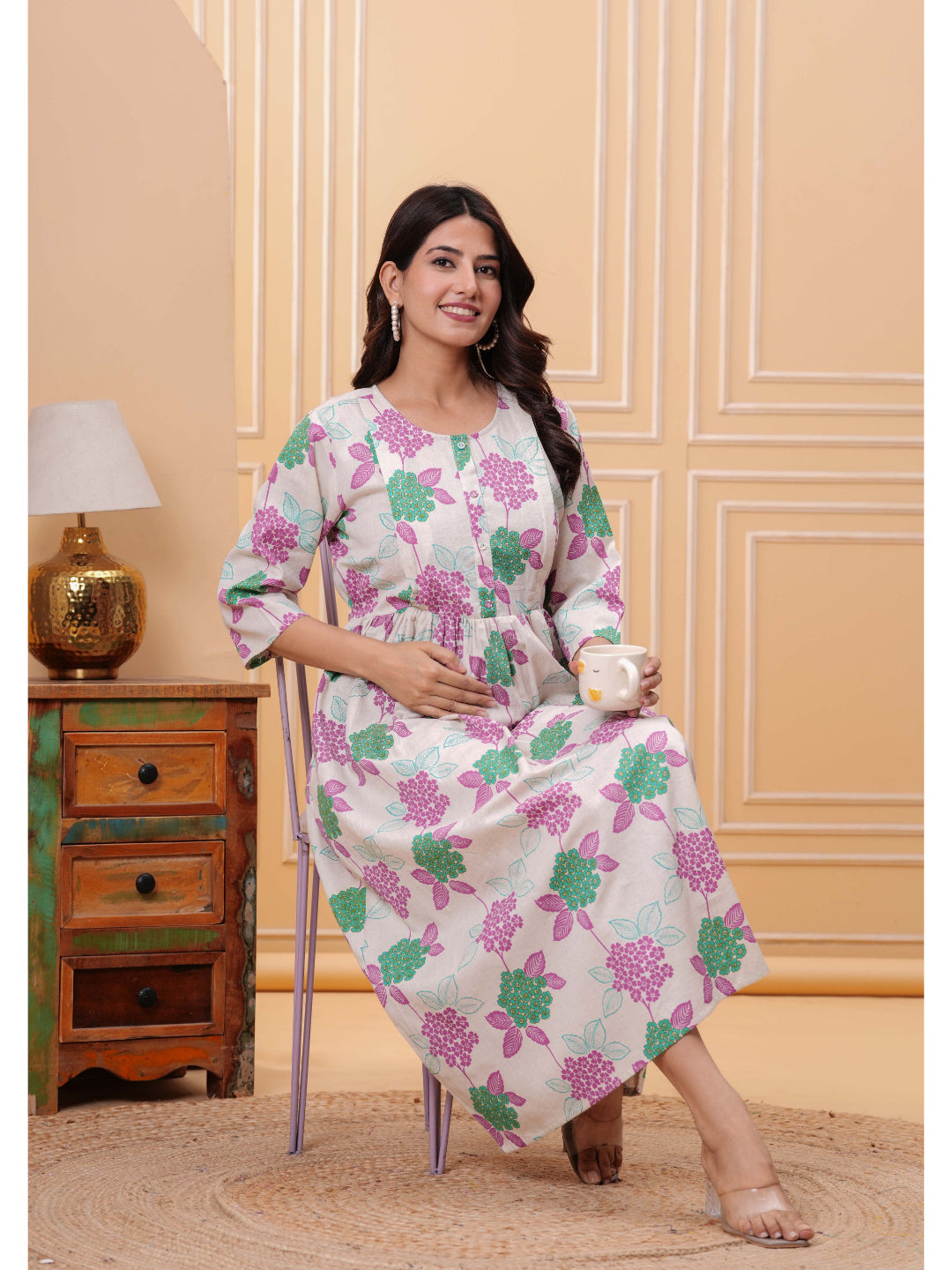 Printed Flared Maternity Dress
