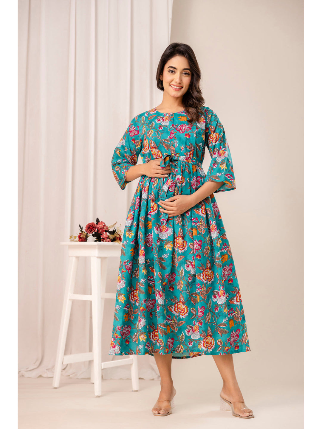 Floral Printed Maternity Dress