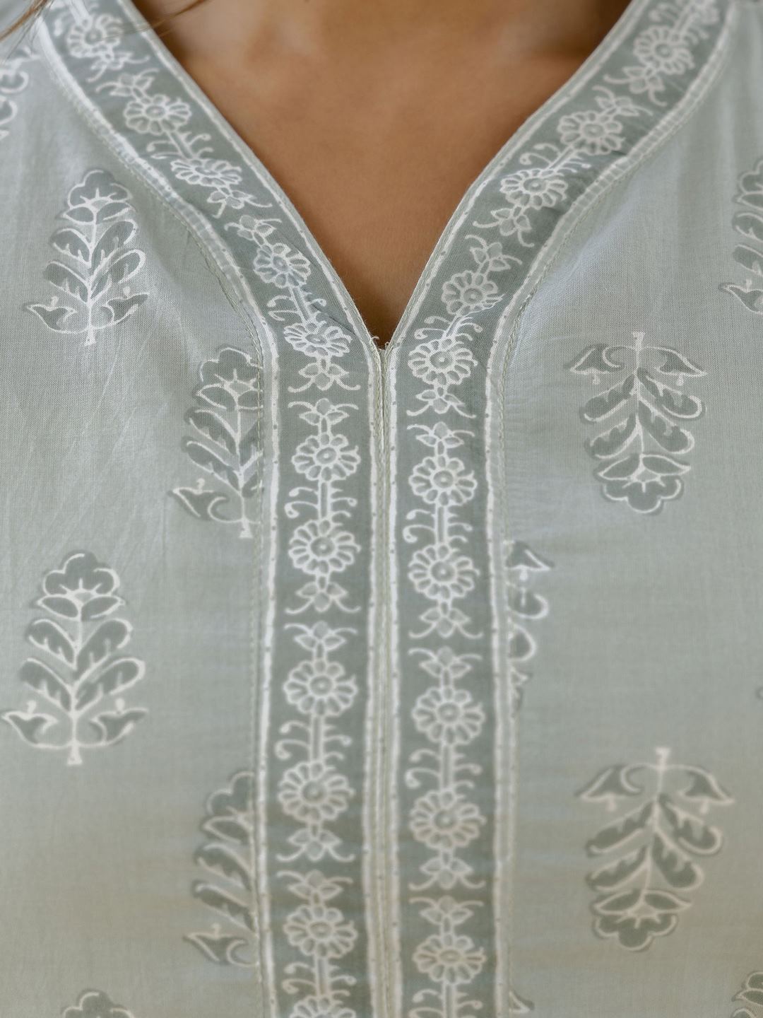 Green Straight V- Neck Tunic