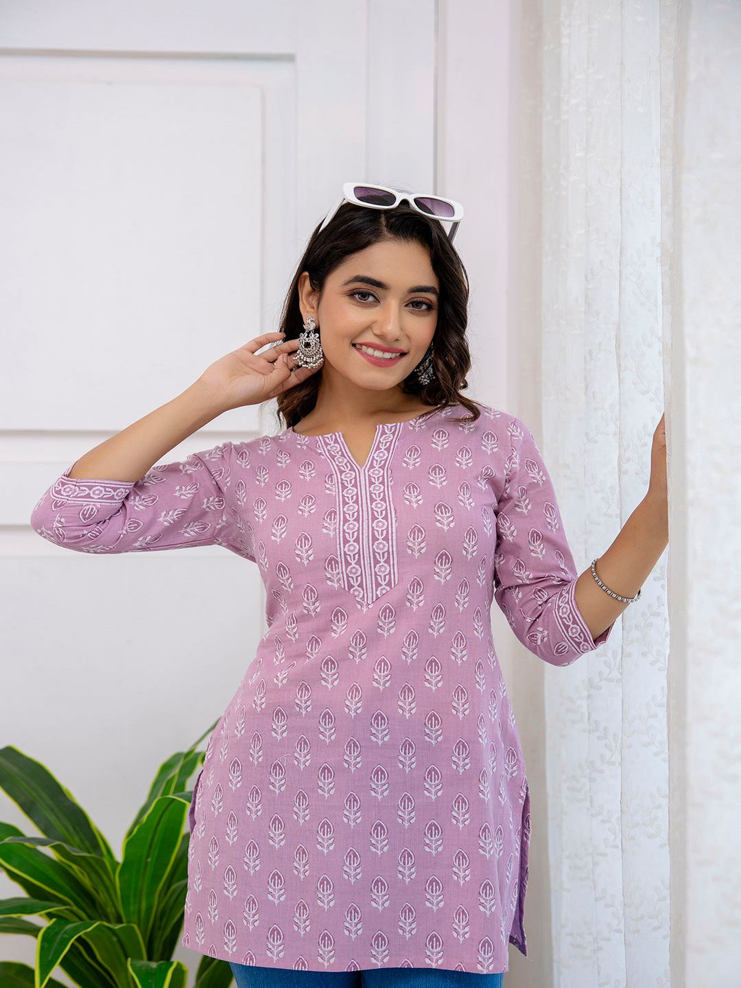 Purple Printed Straight Tunic