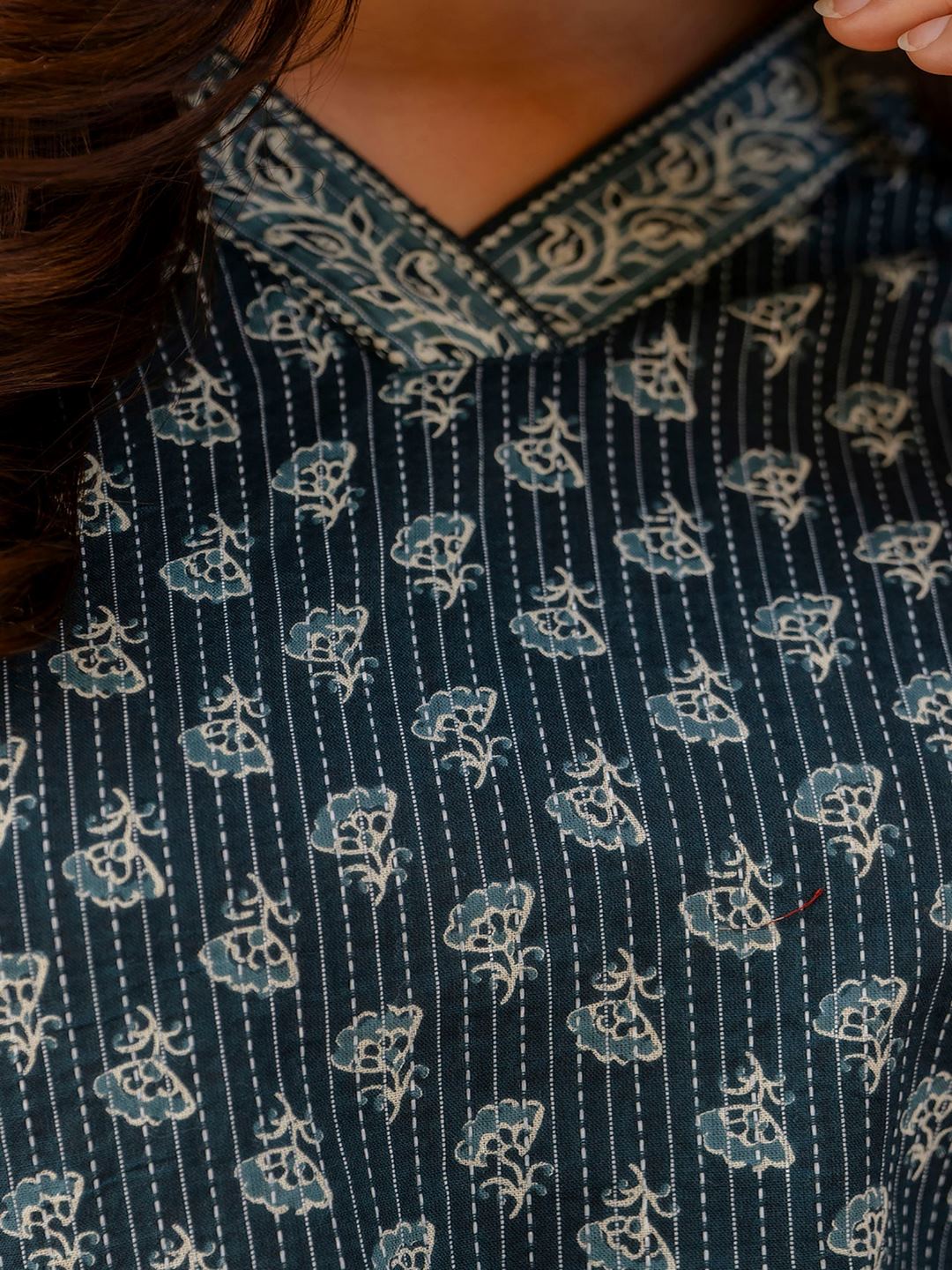 Green Straight V- Neck Tunic