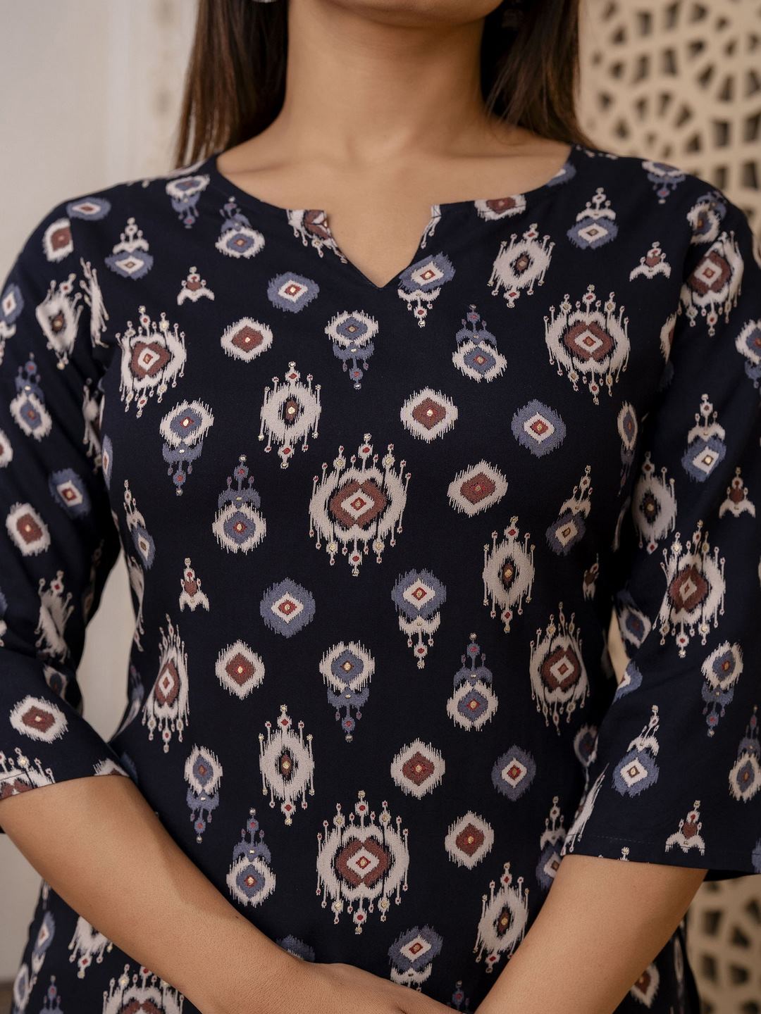 Black Printed Straight Tunic