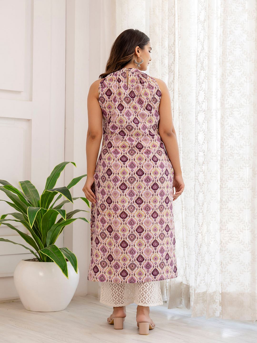 Multi Printed Straight Halter Neck Kurta