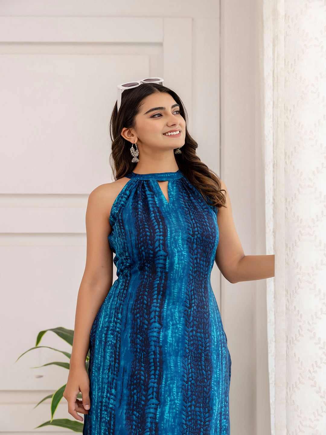 Blue Shibori Printed Straight Kurta