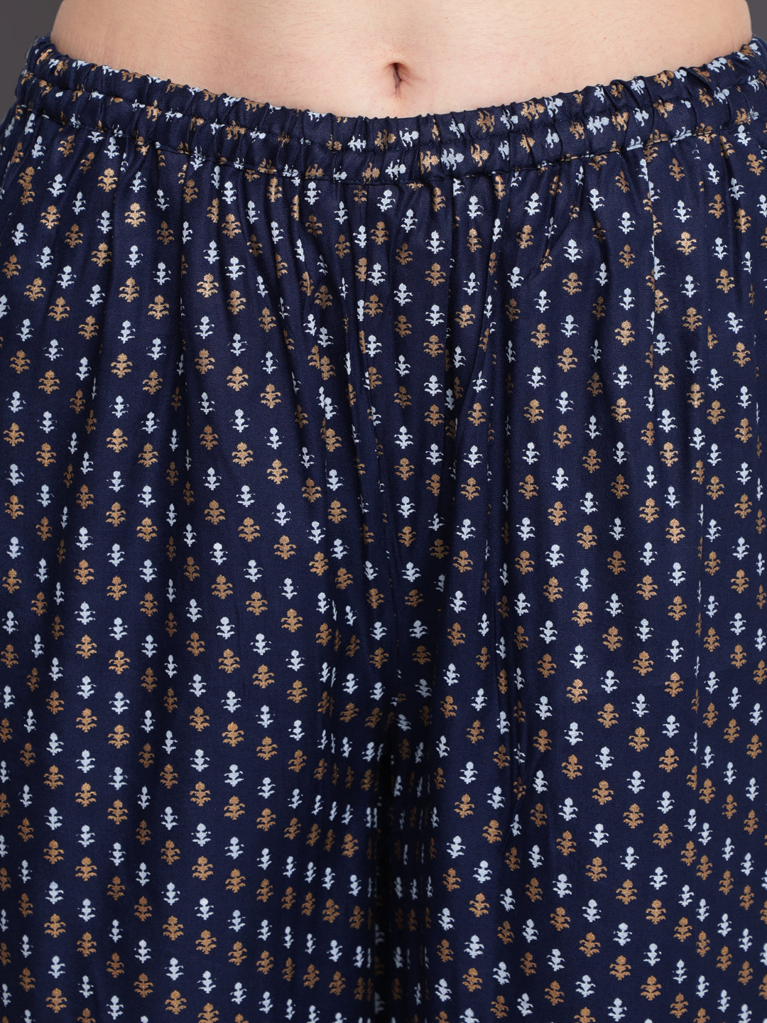 Printed Straight Calf Length 3/4 Sleeves Boat Neck Rayon Kurta & Palazzo (Preorder)