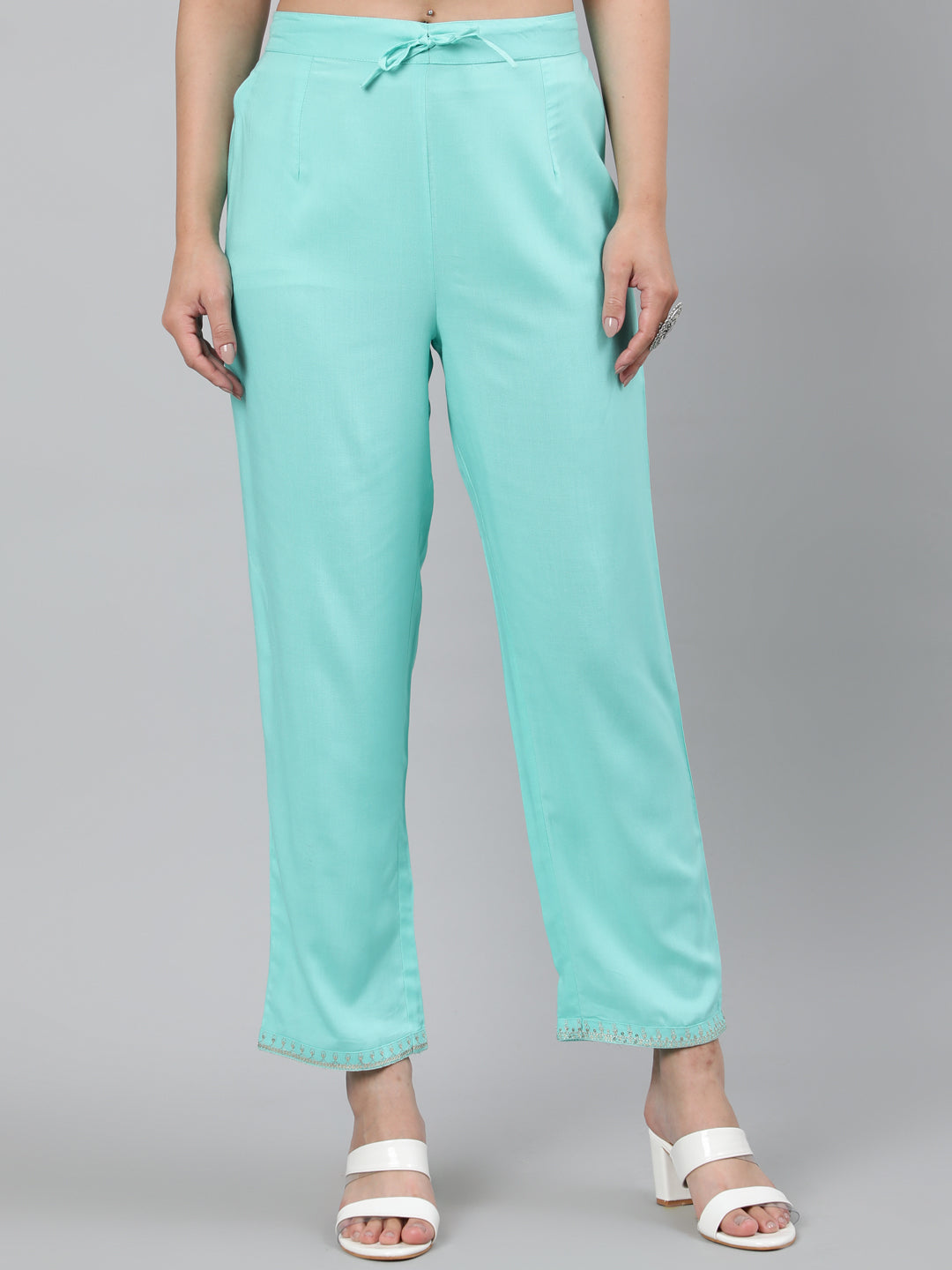 Rayon Sequence 3/4 Sleeve Flared Round Neck Calf Length Kurta Set (Preorder)