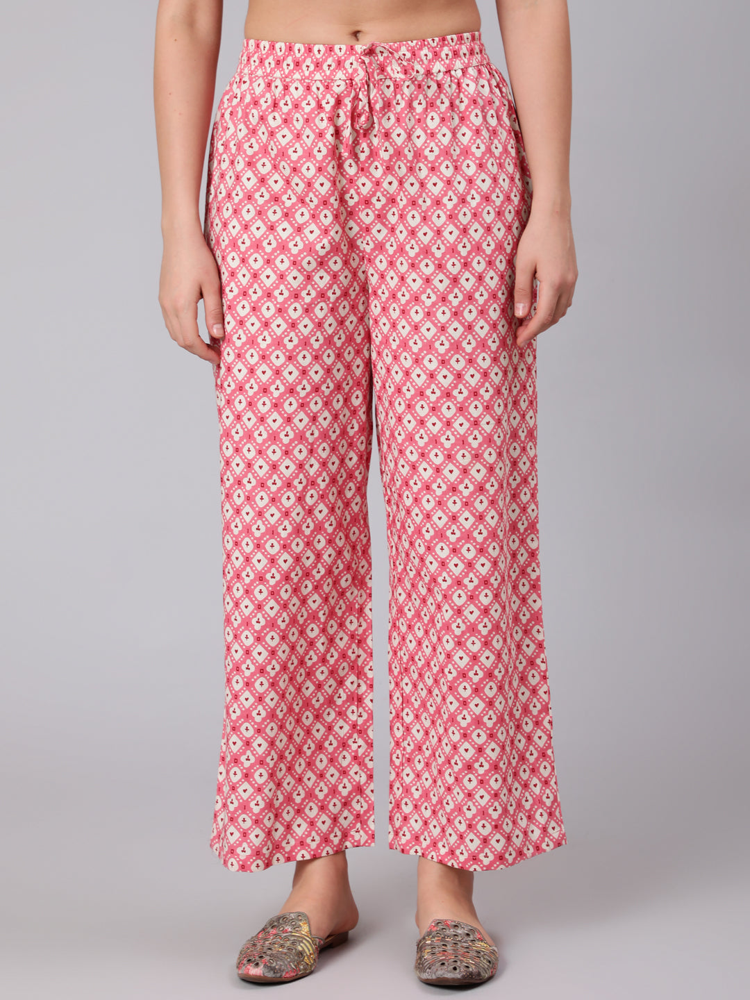 Cotton Calf Length Printed Flared 3/4 Sleeve Round Neck Kurta Set (Preorder)