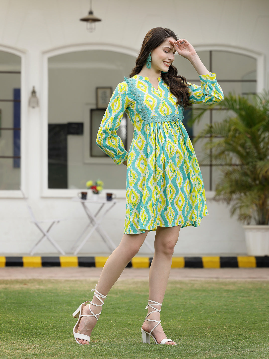 Tropical Printed Cotton A-Line Dress (Pre-Order)