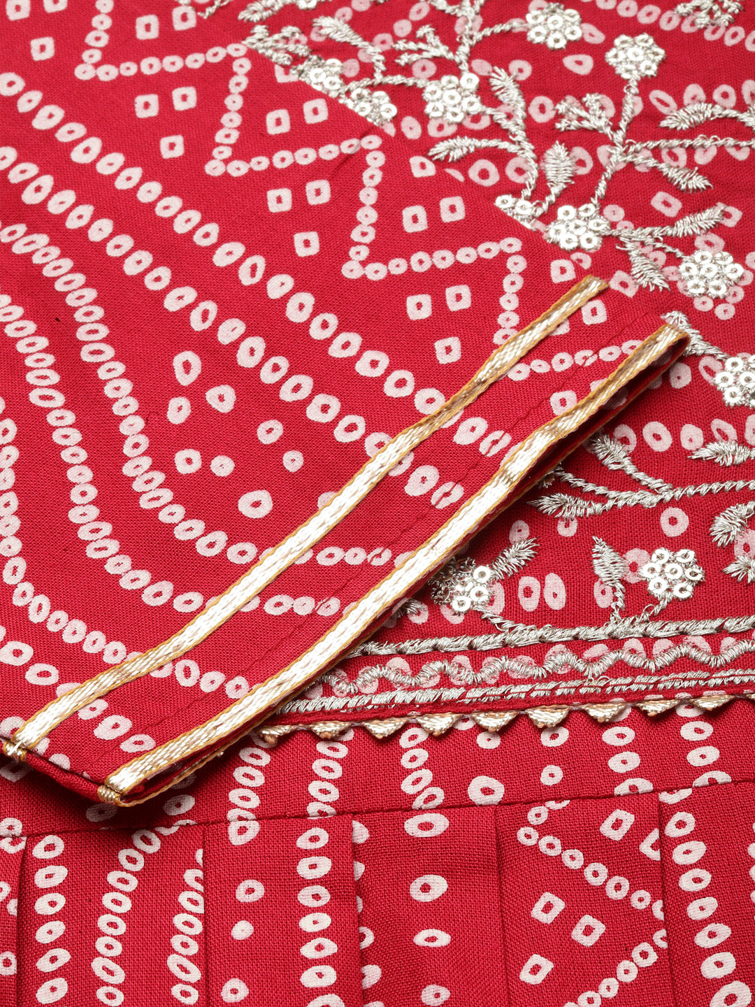 Bandhej Printed & Embroidered Kurta Sharara Dupatta Set (Pre-Order)