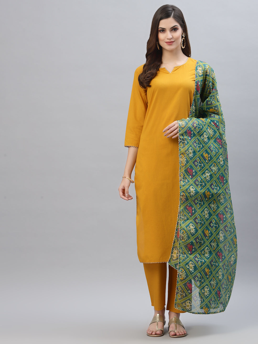 Solid Rayon Straight Kurta Pant Dupatta Set (Pre-Order)