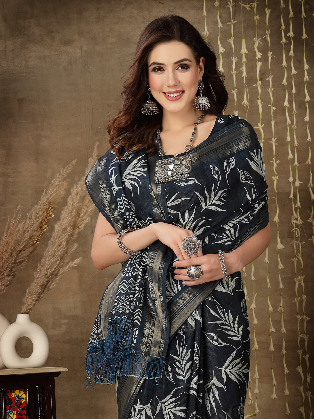 Paisley Print Cotton Blend Saree