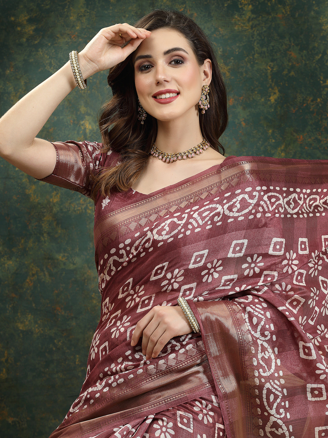 Batik Print Cotton Blend Saree