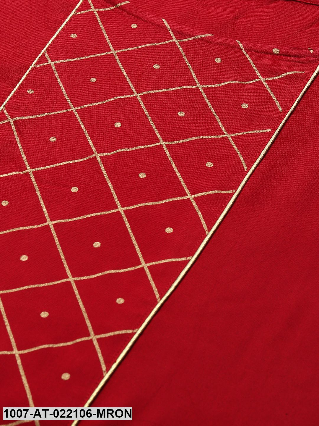 Women's Checkered Rayon Straight Kurta (Maroon) (Pre-Order)
