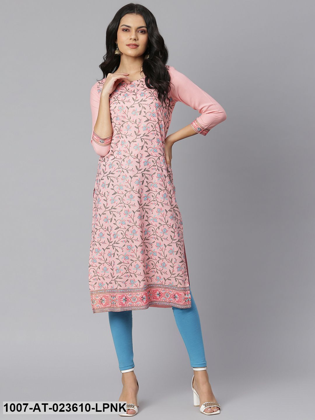 Women's Floral Printed Rayon Straight Kurta (Pre-Order)