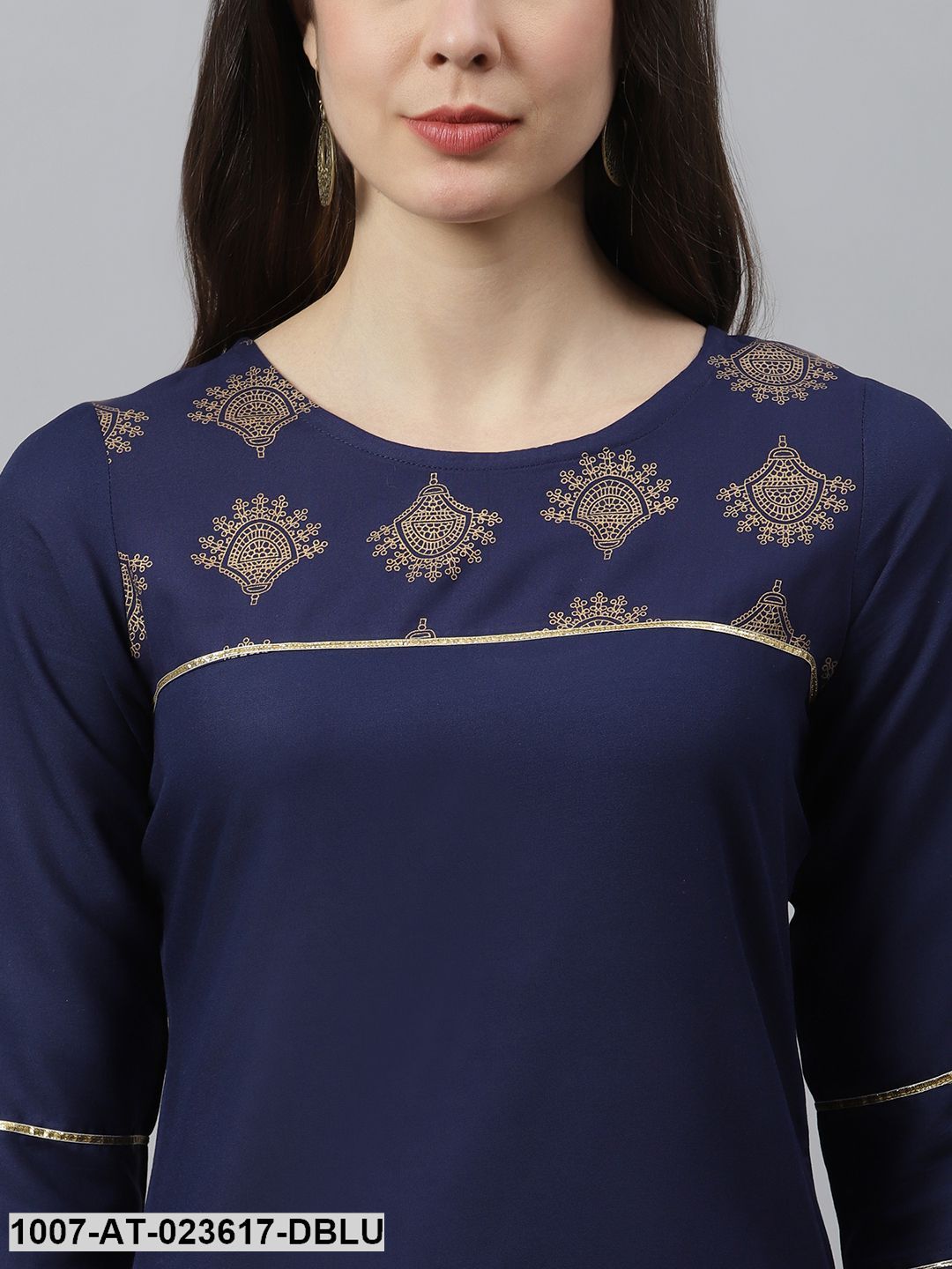 Women's Gold Printed Rayon Straight Kurta (Pre-Order)