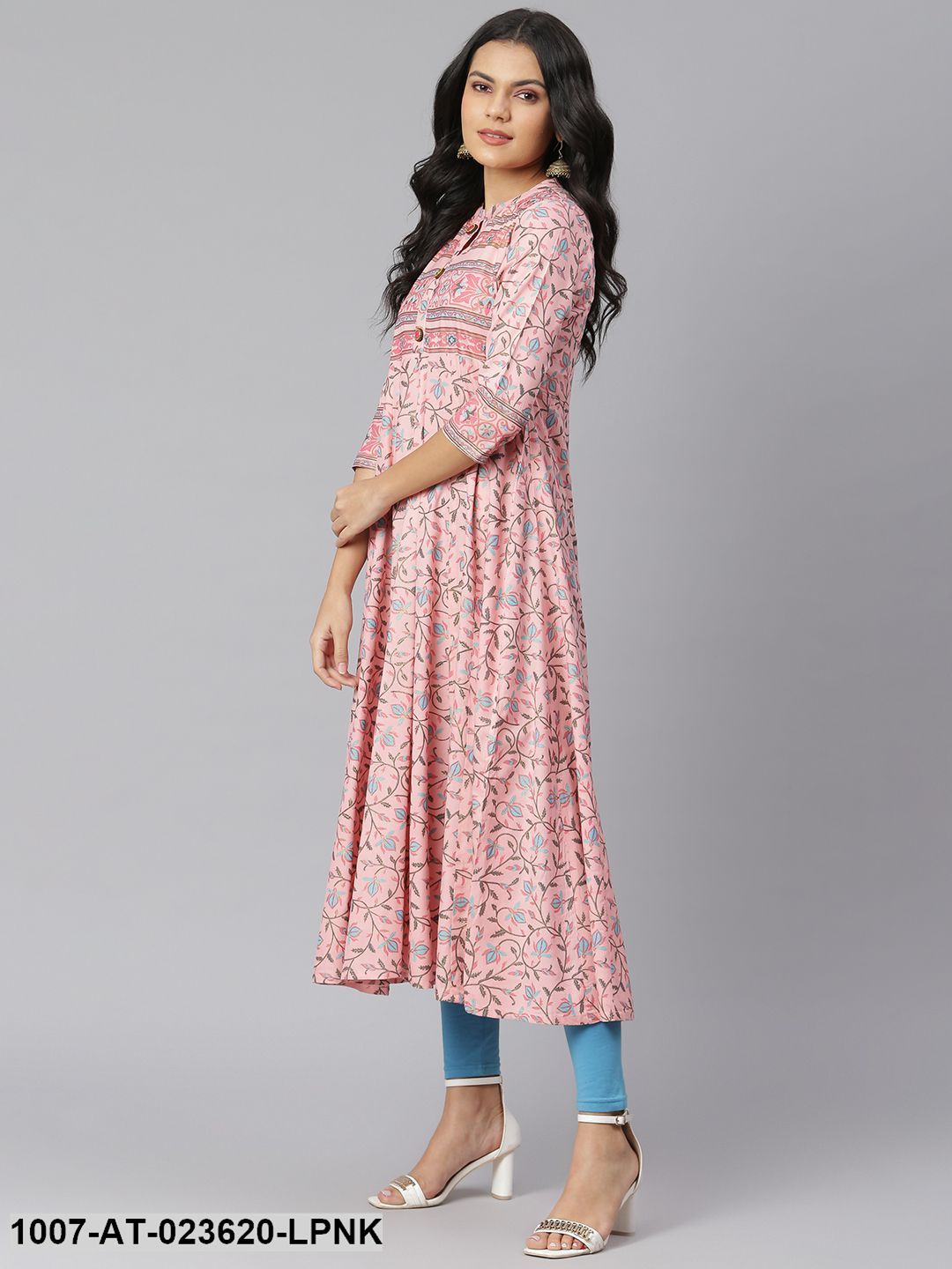 Women's Floral Printed Rayon Anarkali Kurta (Pre-Order)
