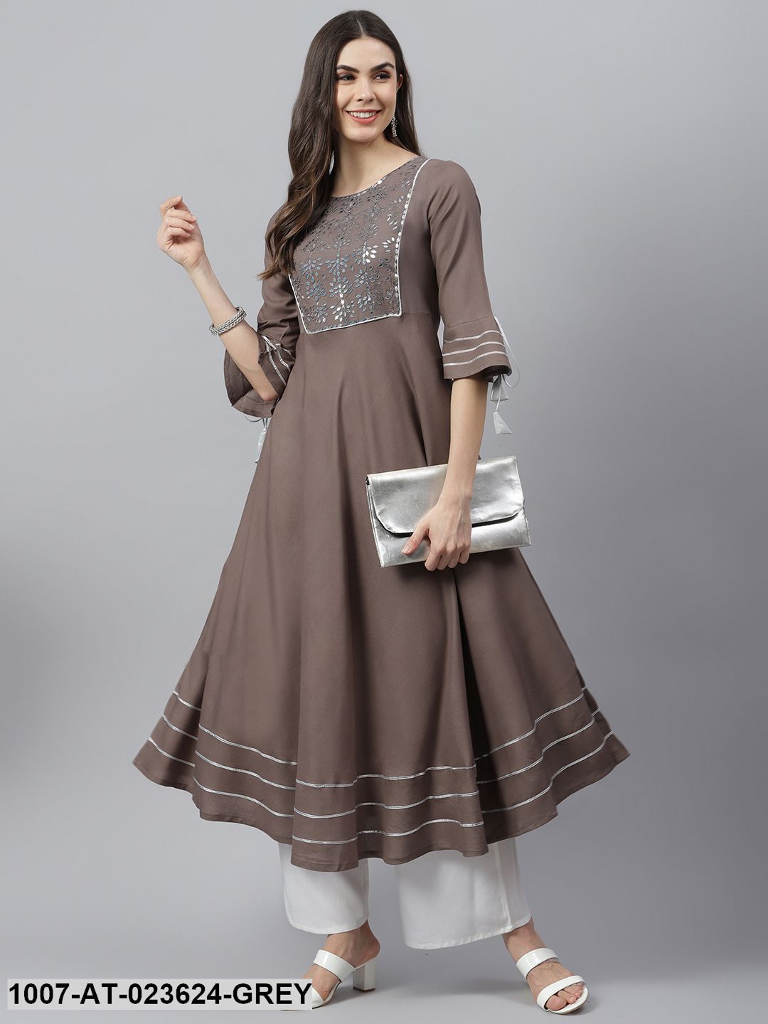 Women's Embroidered Rayon Flared Kurta (Pre-Order)