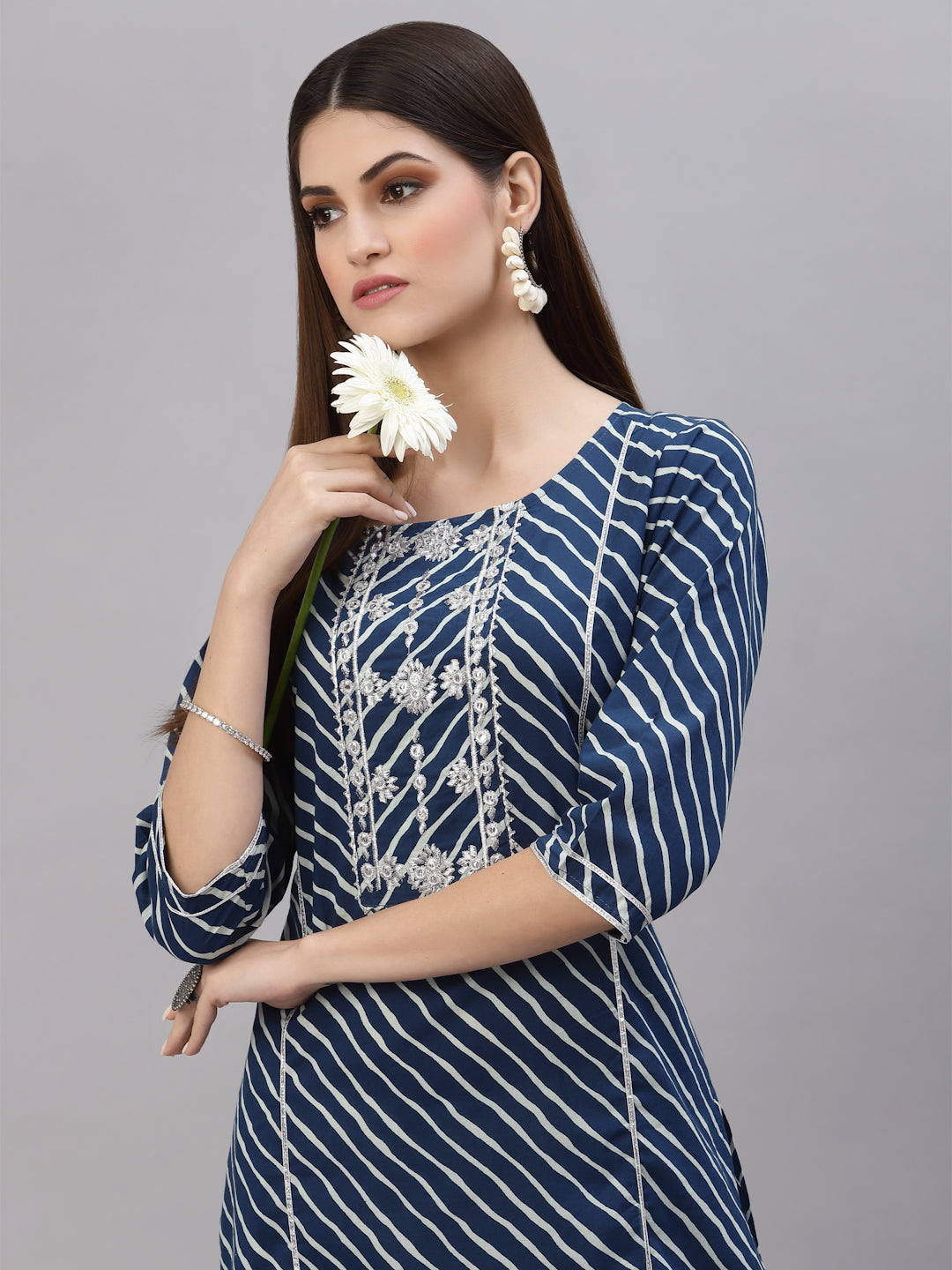 Lehariya Printed Cotton Straight Kurta (Pre-Order)