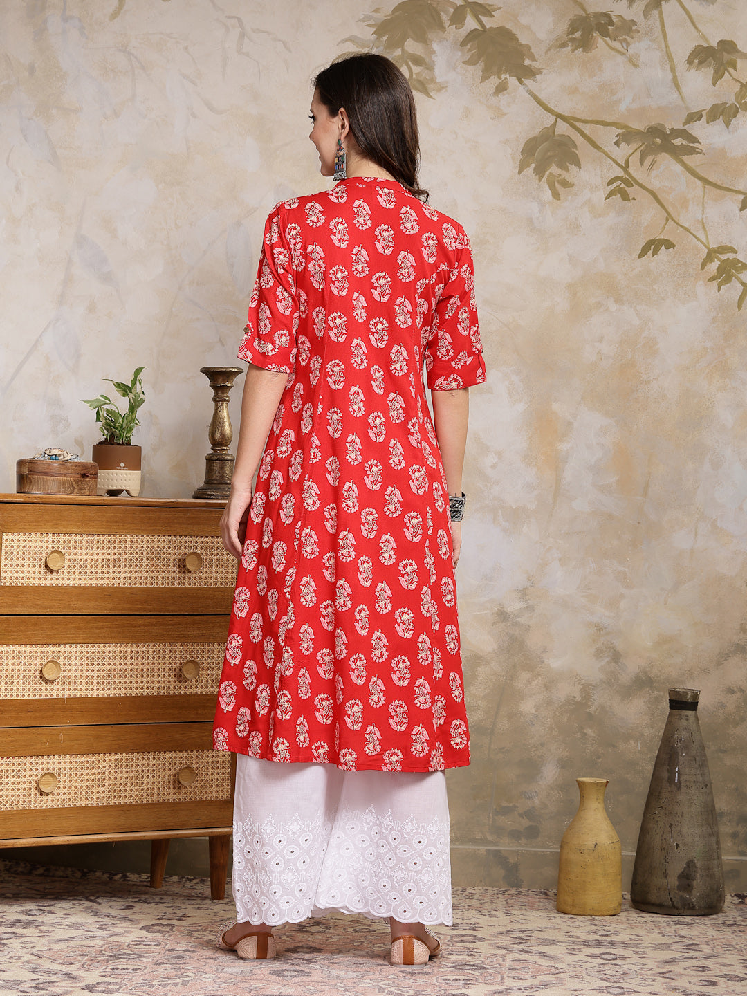 Floral Printed Rayon A-Line Kurta