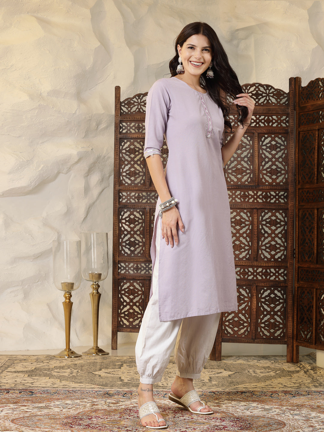 Solid Cotton Blend Straight Kurta (Pre-Order)