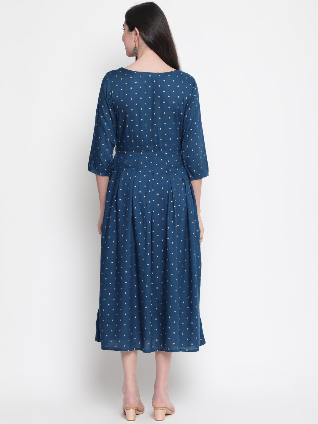 Rayon Printed Round Neck 3/4 Sleeve Flared Ankle Length Ethnic Kurta