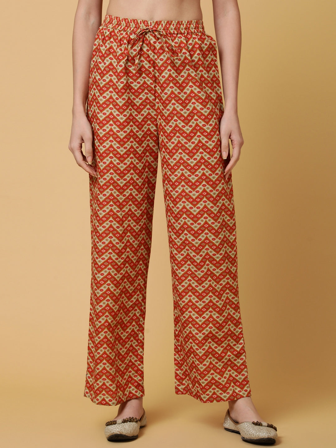 Cotton Calf Length Printed Flared 3/4 Sleeves Collar Kurta Bottom Set