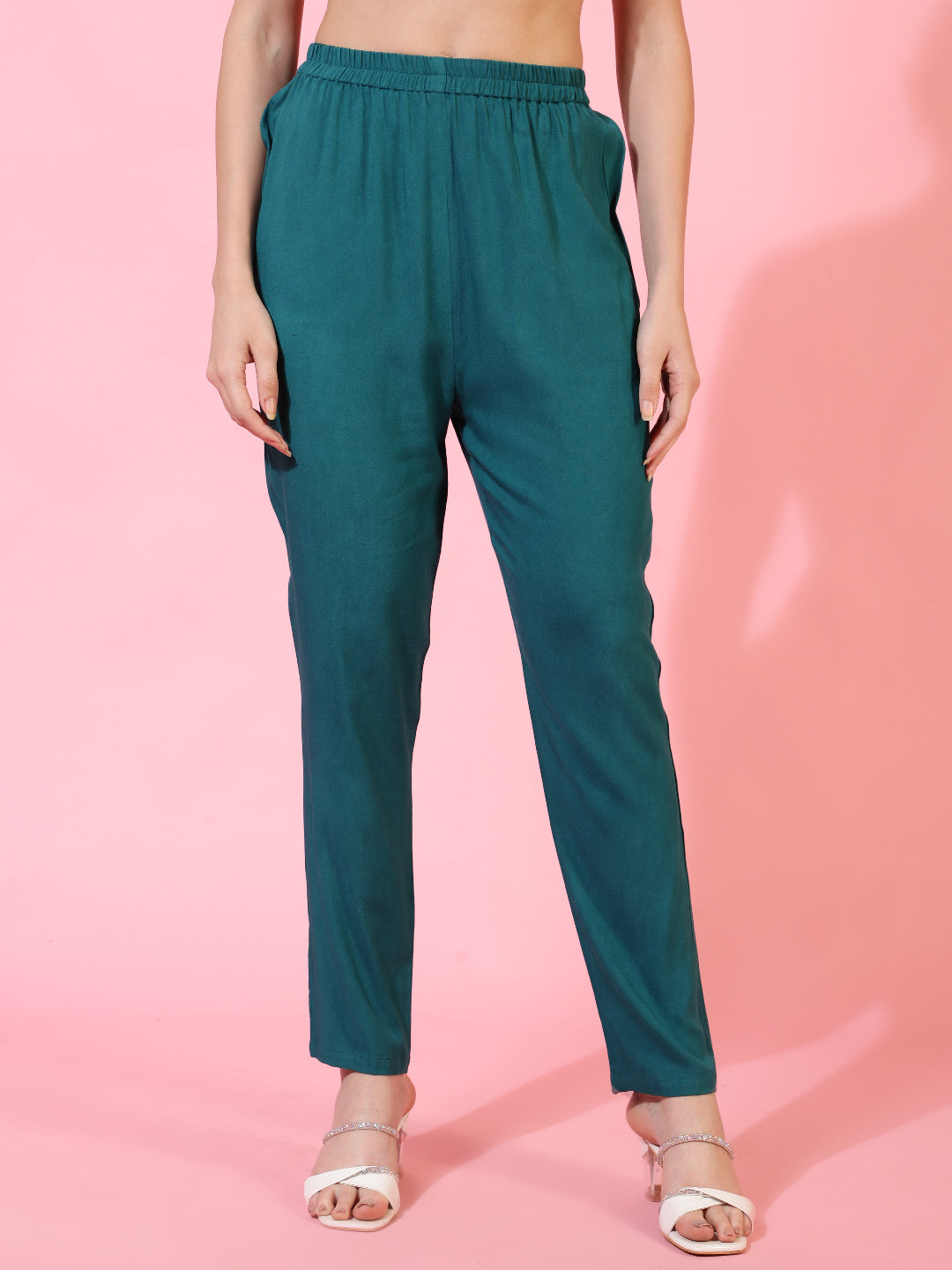 Rayon Calf Length Printed Semi-Flared 3/4 Sleeves Round Kurta Bottom Set