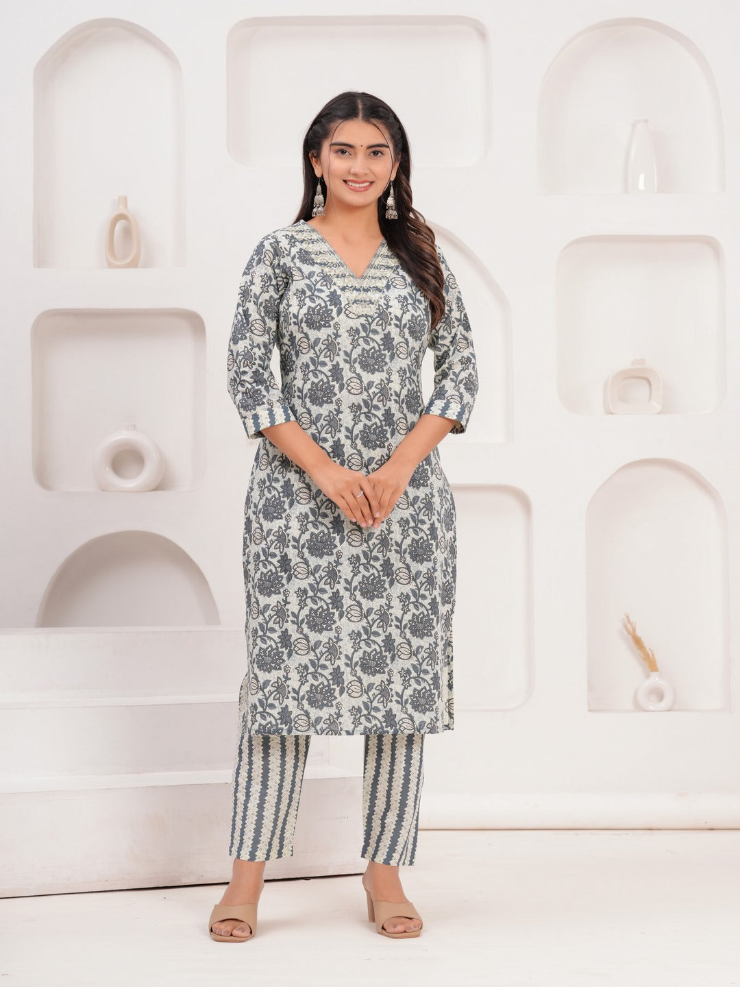 Cotton Printed Straight Kurta Set