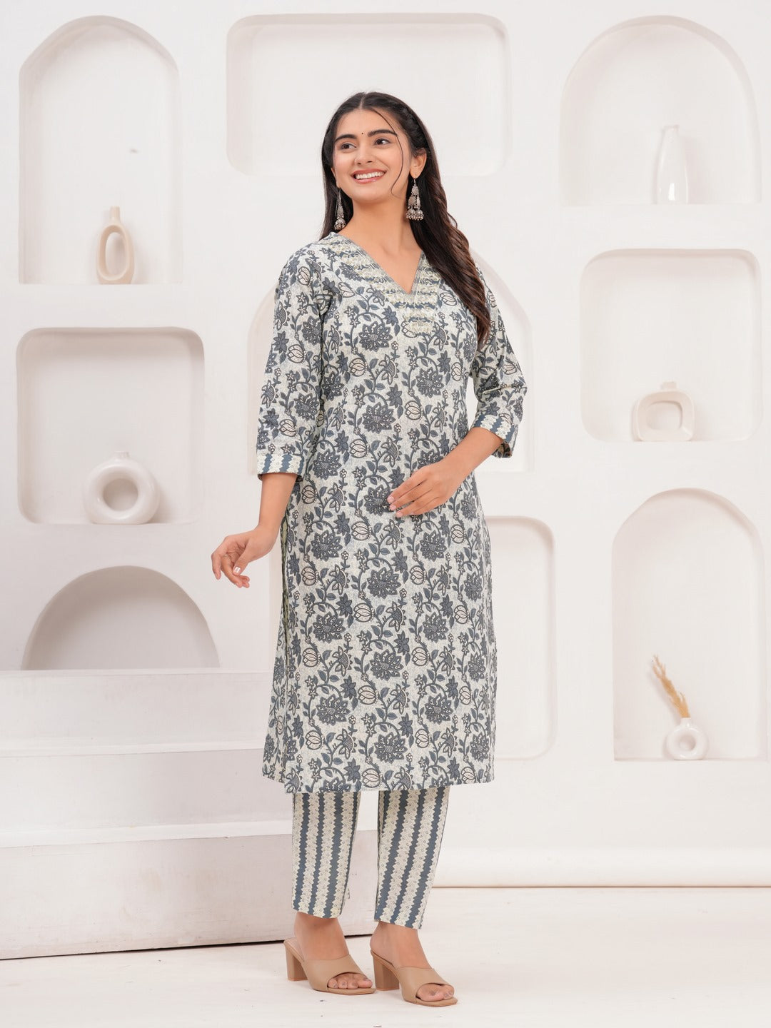 Cotton Printed Straight Kurta Set