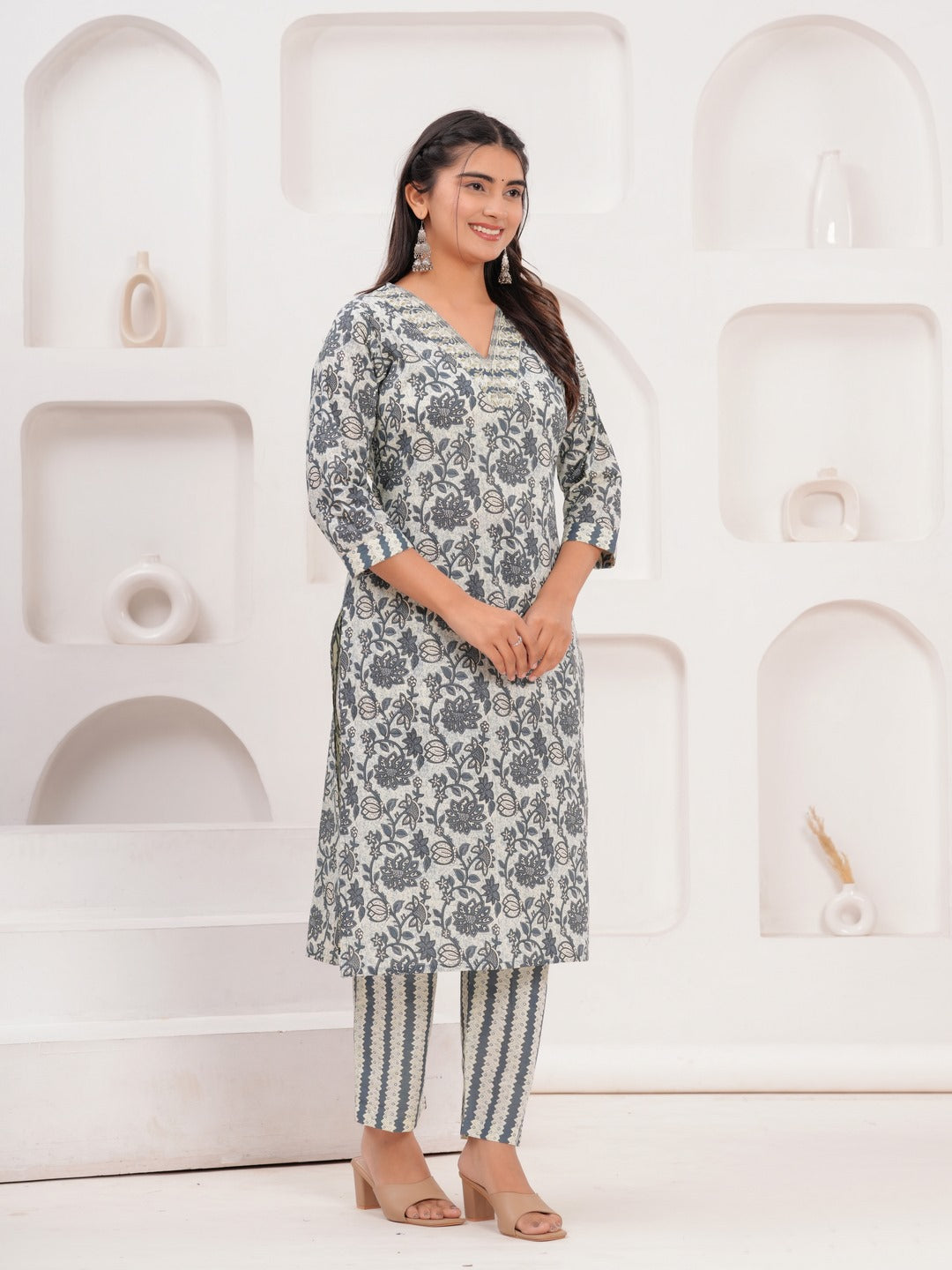 Cotton Printed Straight Kurta Set