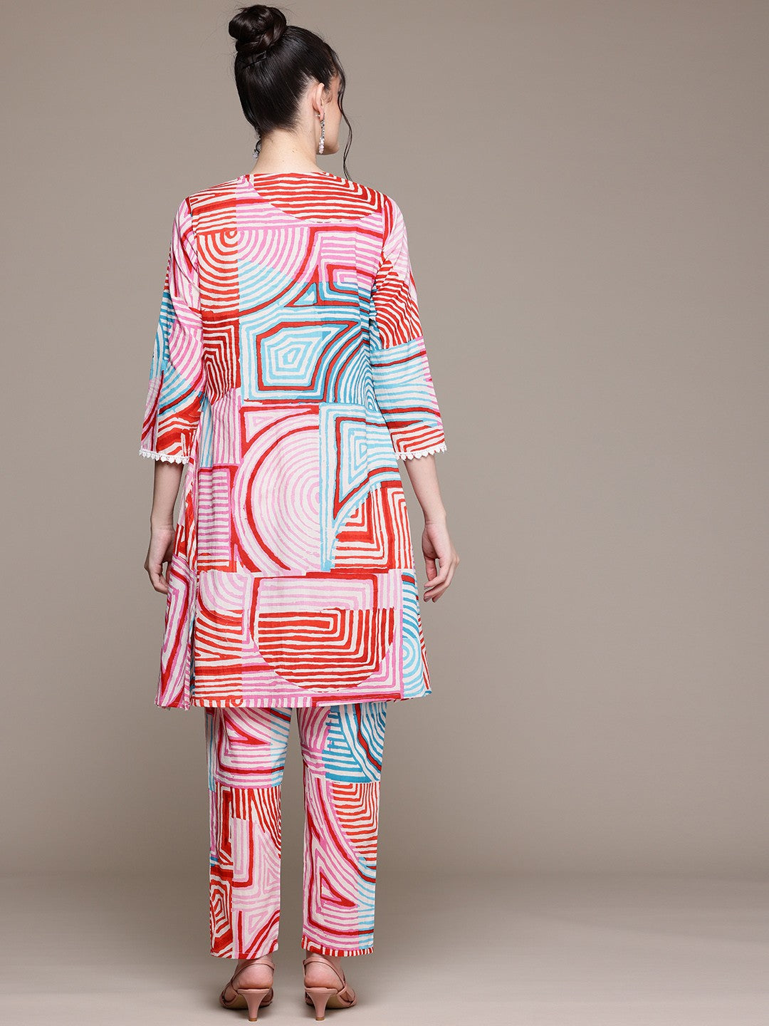 A Line Style Cotton Fabric Multi Color Co-Ord Set