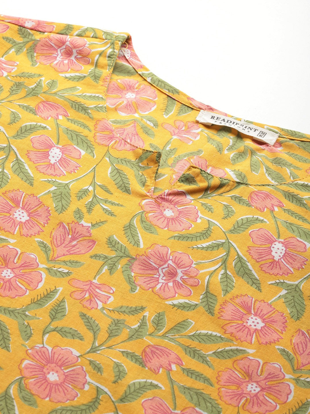 Straight Style Cotton Fabric Yellow Color Co-Ord Set