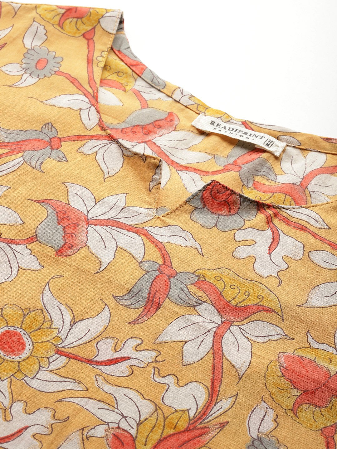 Straight Style Cotton Fabric Mustard Color Co-Ord Set