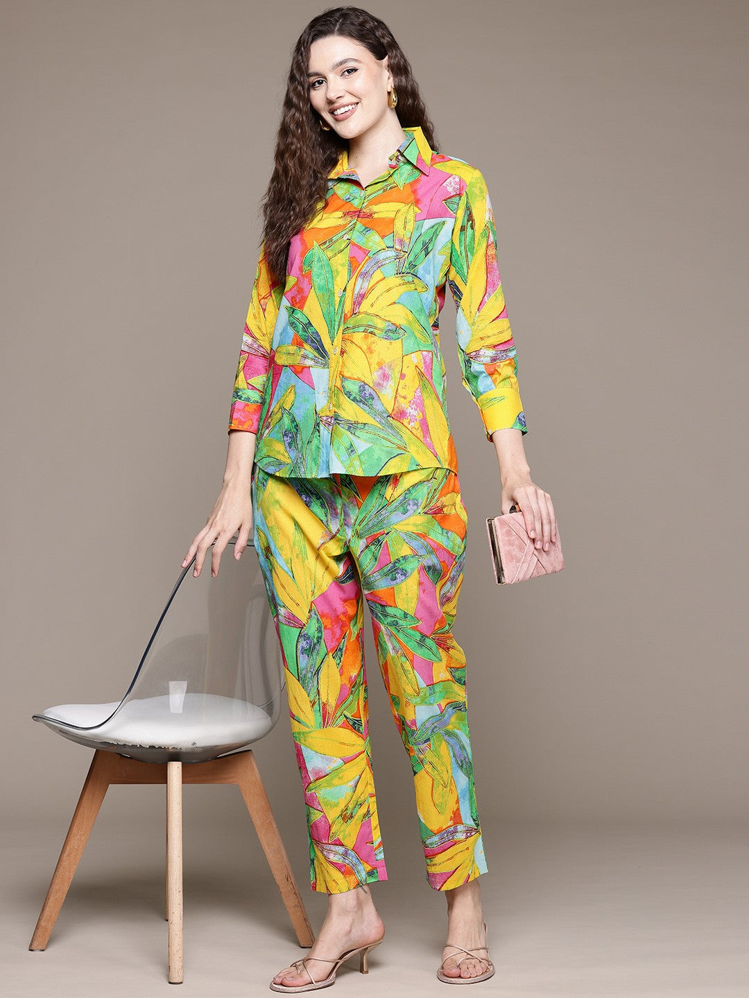 Straight Style Cotton Fabric Multi Color Co-Ord Set