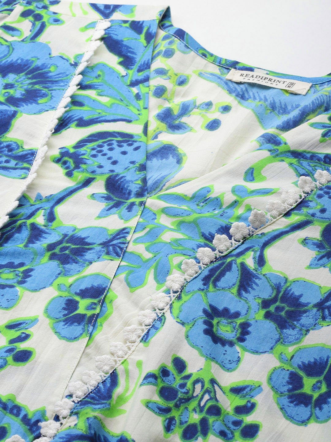 A Line Style Cotton Fabric Blue Color Co-Ord Set
