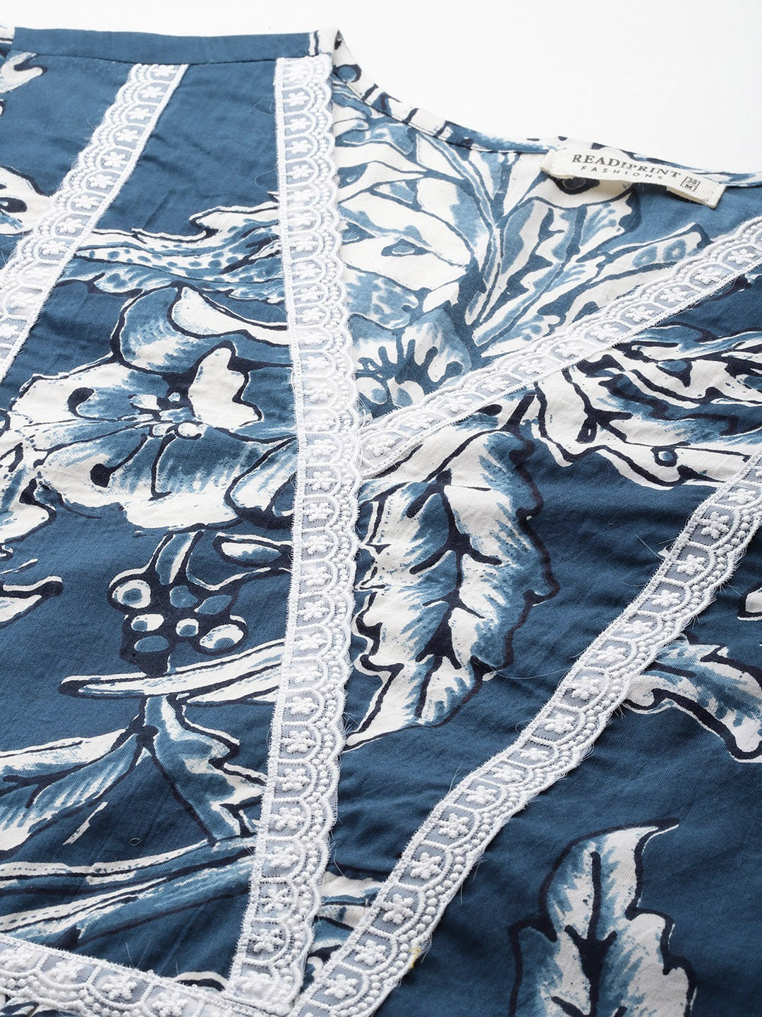 A Line Style Cotton Fabric Navy Blue Color Co-Ord Set