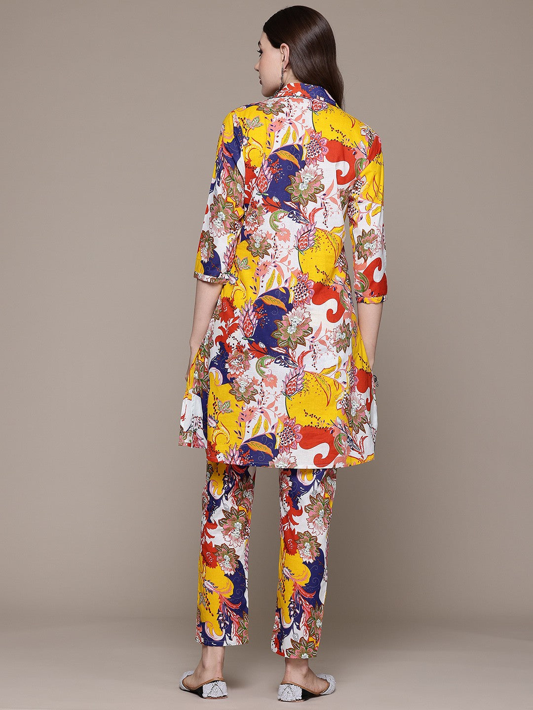 A line style Cotton fabric Multi color Co-ord set