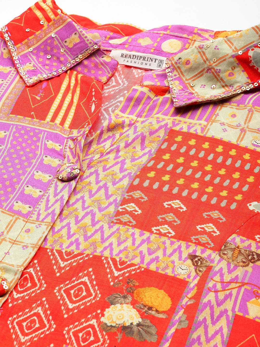 Printed Kurta With Palazzo (Orange)