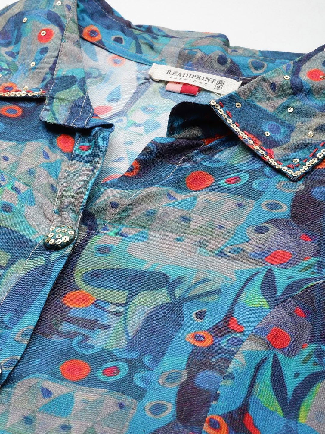 Printed Kurta With Palazzo (Navy Blue)