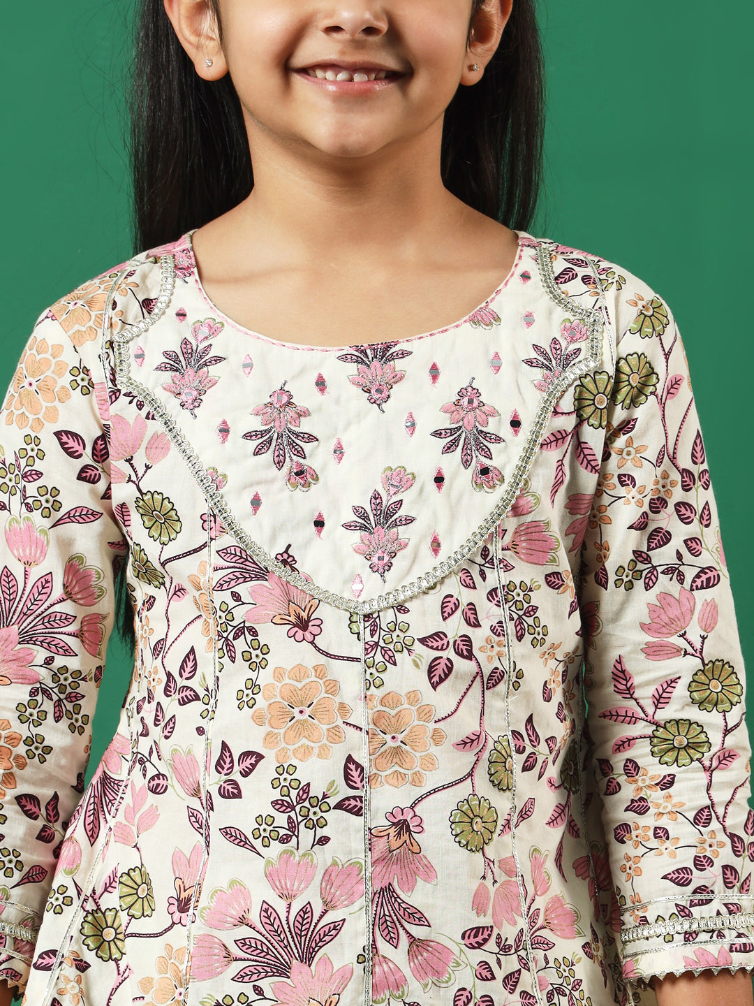 Anarkali Style Cotton Fabric Pink Color Kurti With Sharara