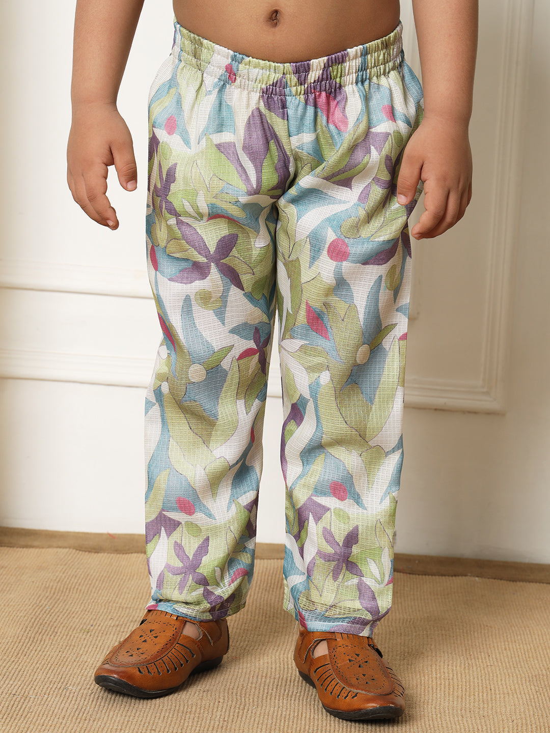 Boys Straight style Kota doria fabric Green color kurta and Pajama