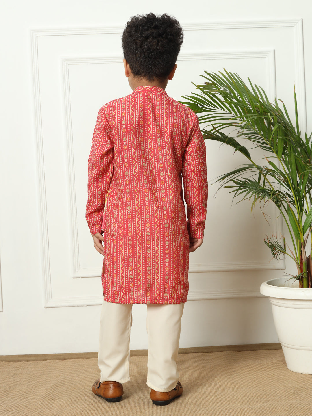 Boys Straight style Kota doria fabric Pink color kurta and Pajama