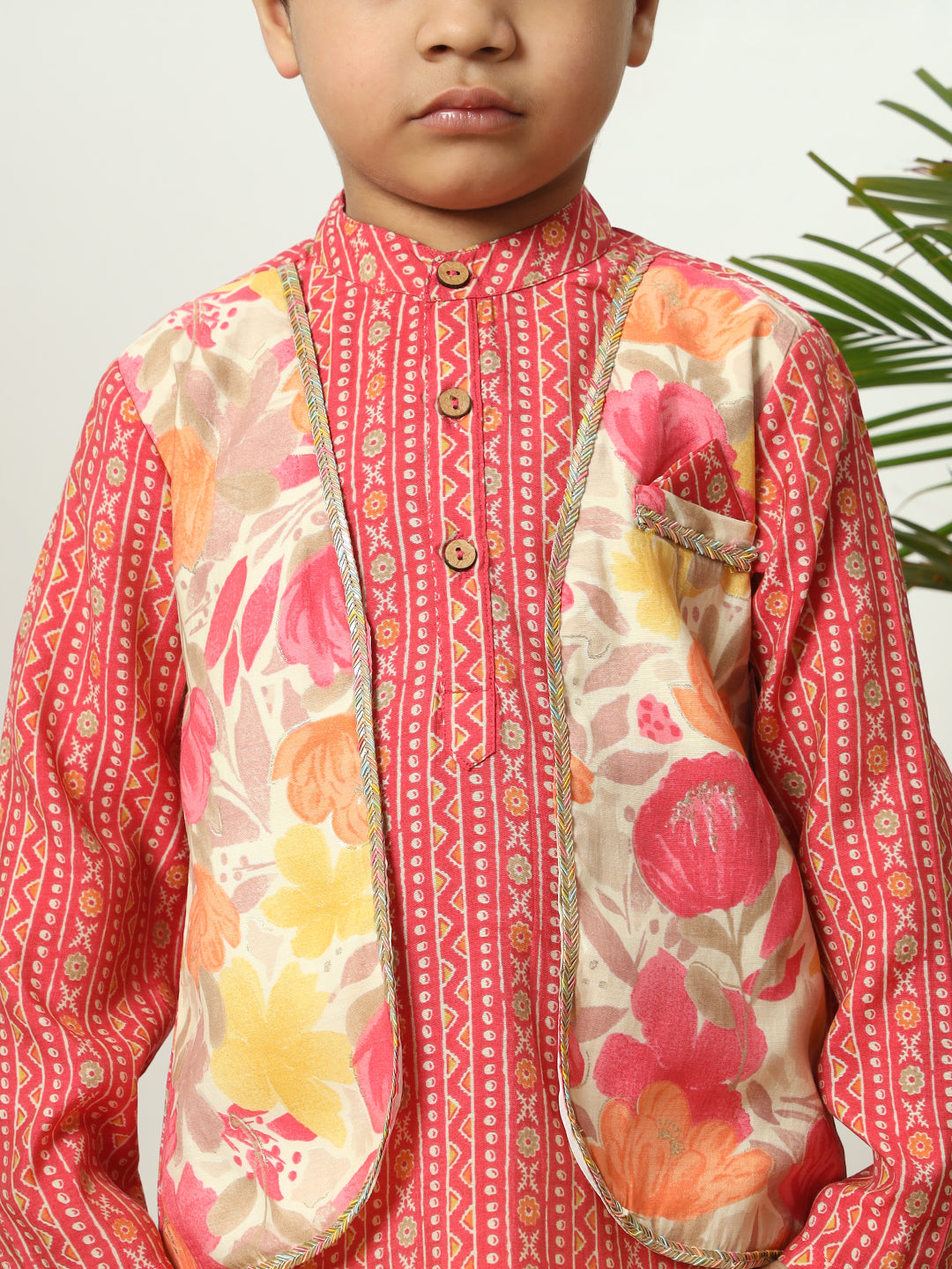Boys Straight style Kota doria fabric Pink color kurta and Pajama