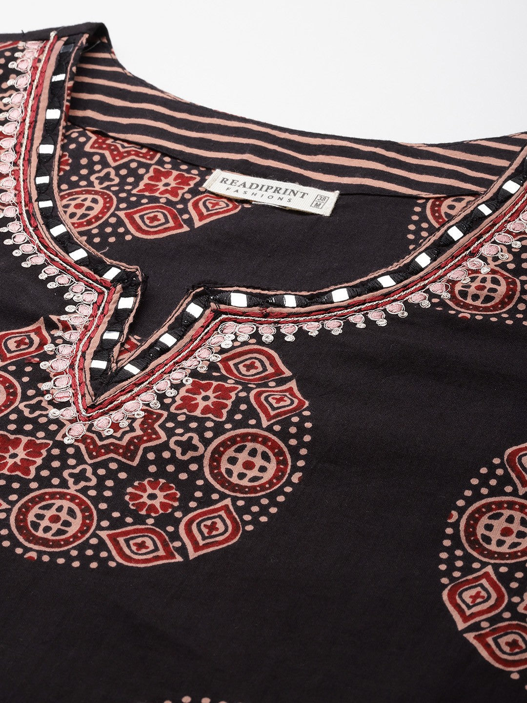 Straight Style Cotton Fabric Black Color Kurta With Bottom And Dupatta