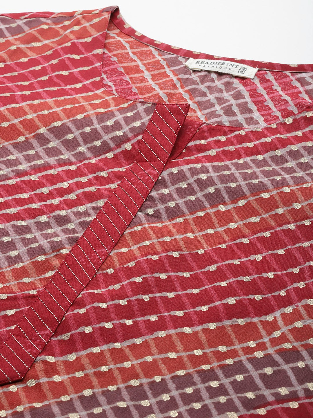Straight Style Silk Fabric Red Color Kurta With Bottom