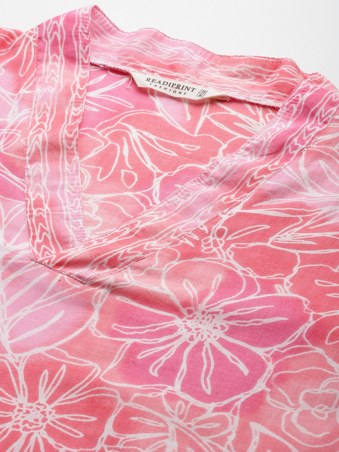 Straight Style Cotton Fabric Pink Color Kurta With Bottom And Dupatta